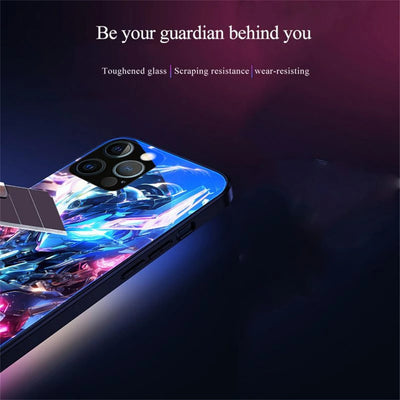 Purple Robbot Flashing Eyes Smart Control LED Music Luminous Phone Case For iPhone/Samsung