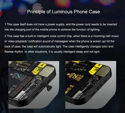 Cool Trendy Anime Girl Smart Control LED Music Luminous Phone Case For iPhone/Samsung