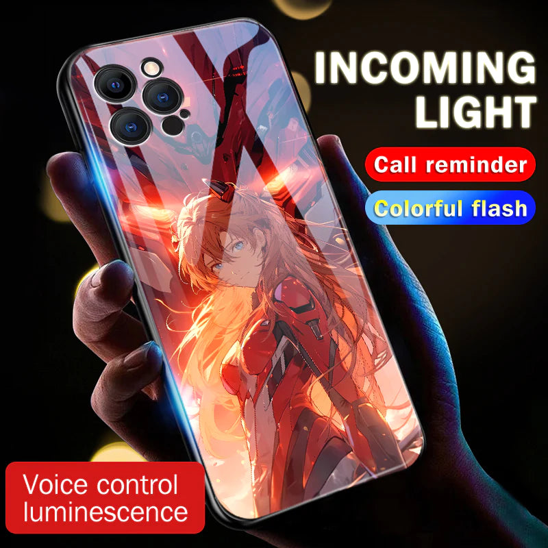 EVA Asuka Langley Soryu Flashing Smart Control LED Music Luminous Phone Case For iPhone/Samsung