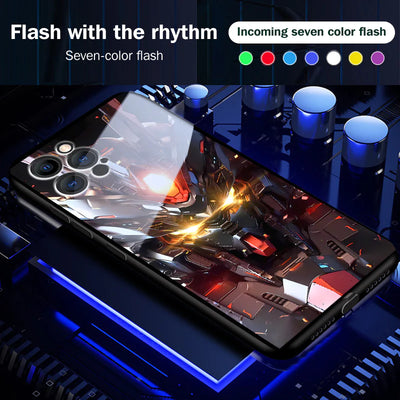 Modern Gundam's Flashing Eyes Smart Control LED Music Luminous Phone Case For iPhone/Samsung