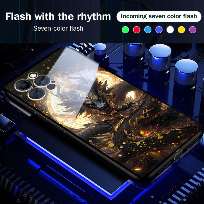 Dragon Flaming Mode Smart Control LED Music Luminous Phone Case For iPhone/Samsung