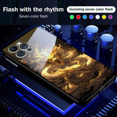 Gold Dragon Flashing Smart Control LED Music Luminous Phone Case For iPhone/Samsung