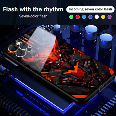 Red Armor Robot Smart Control LED Music Luminous Phone Case For iPhone/Samsung