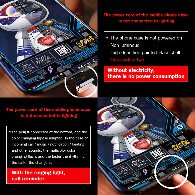 Cool Bear Flashing Smart Control LED Music Luminous Phone Case For iPhone/Samsung