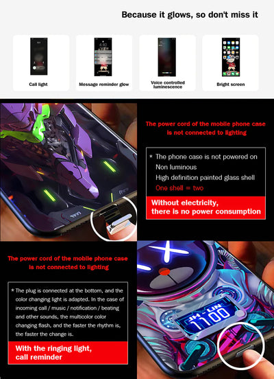 EVA NGELION-01 Flashing Smart Control LED Music Luminous Phone Case For iPhone/Samsung