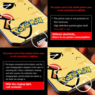 Pikachu Pokémon LED Music Luminous Phone Case For iPhone/Samsung