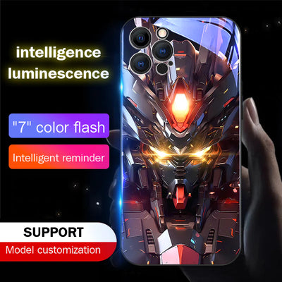 Modern Gundam's Flashing Eyes Smart Control LED Music Luminous Phone Case For iPhone/Samsung