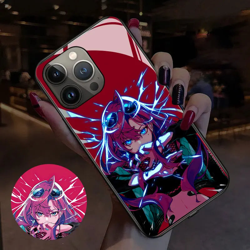 Anime Art Anime GIrl Smart Control LED Music Luminous Phone Case For iPhone/Samsung