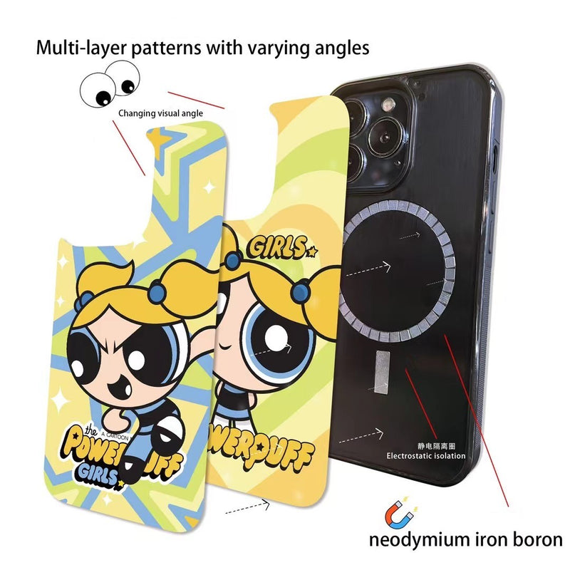 Bubbles Girl Multi-Layer Patterns MagSafe Compatible iPhone Case