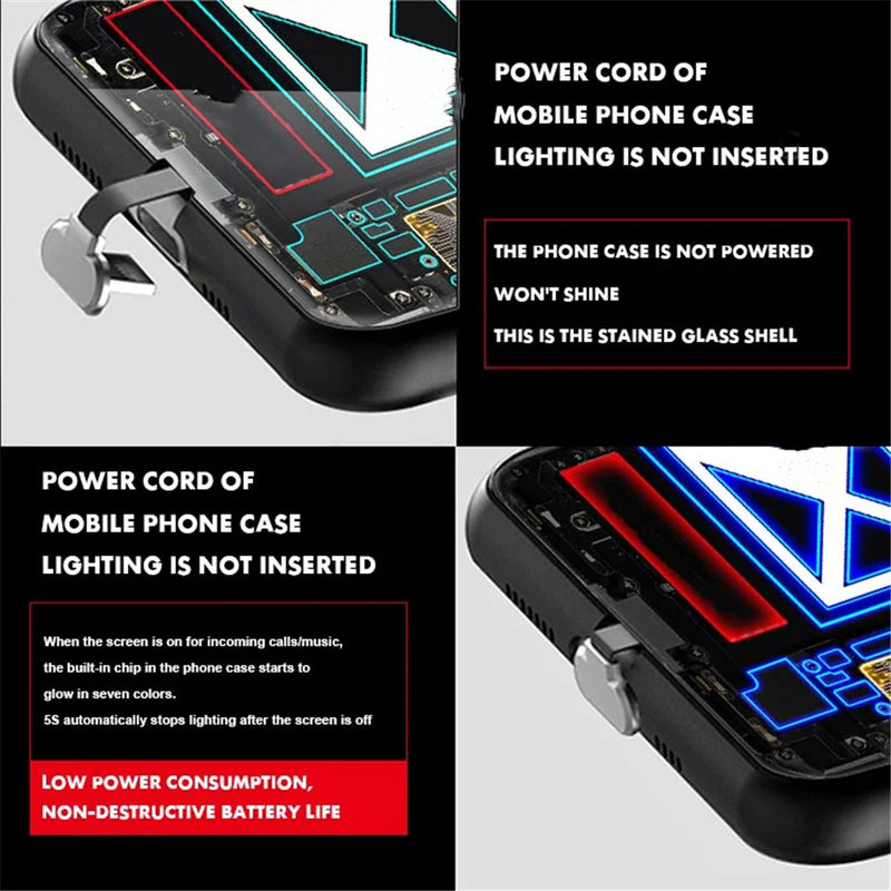 Super Armor Flashing Smart Control LED Music Luminous Phone Case For iPhone/Samsung