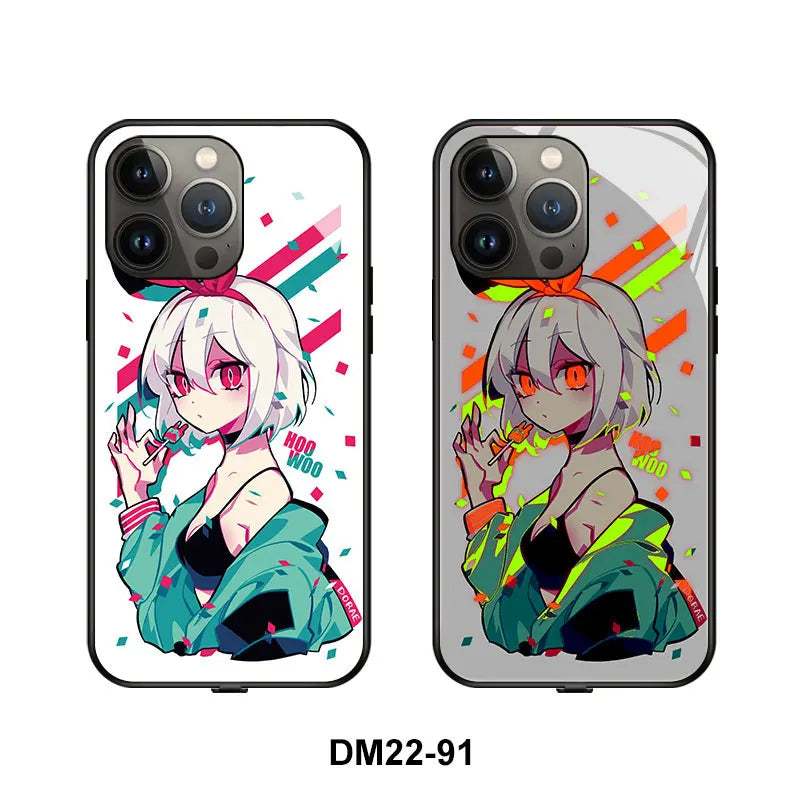 Cool Blond Anime Girl Smart Control LED Music Luminous Phone Case For iPhone/Samsung