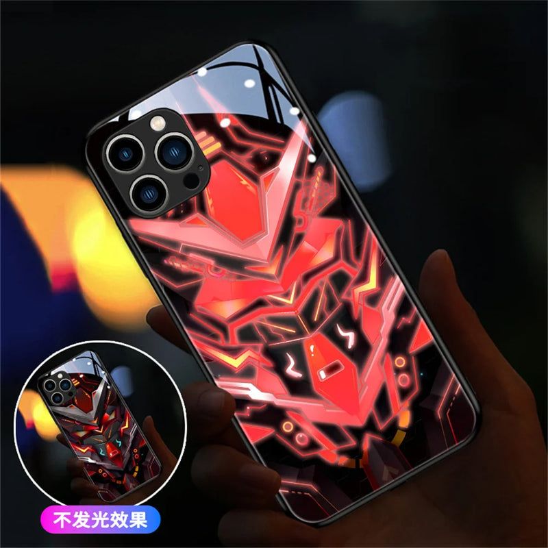 Red Gundam Robbot Flash Smart Control LED Music Luminous Phone Case For iPhone/Samsung