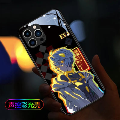 EVA Ayanami Rei Checkered Flashing Smart Control LED Music Luminous Phone Case For iPhone/Samsung