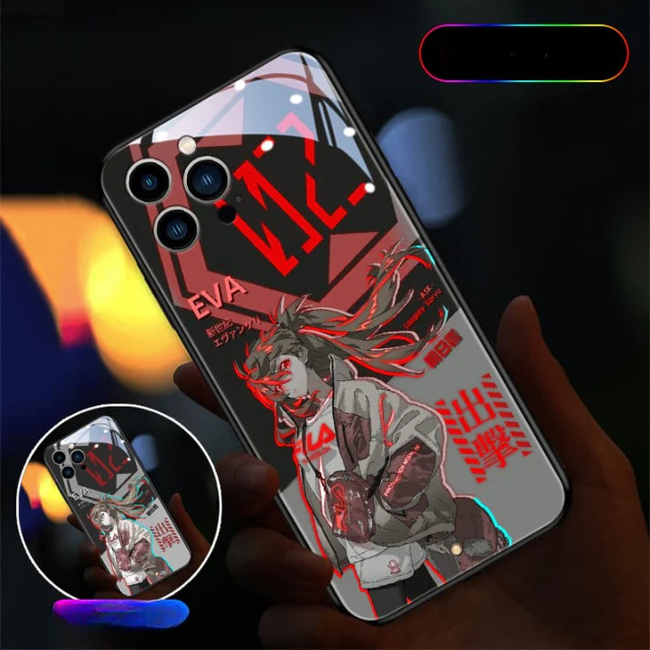 EVA-02 Trendy Asuka Flashing Smart Control LED Music Luminous Phone Case For iPhone/Samsung
