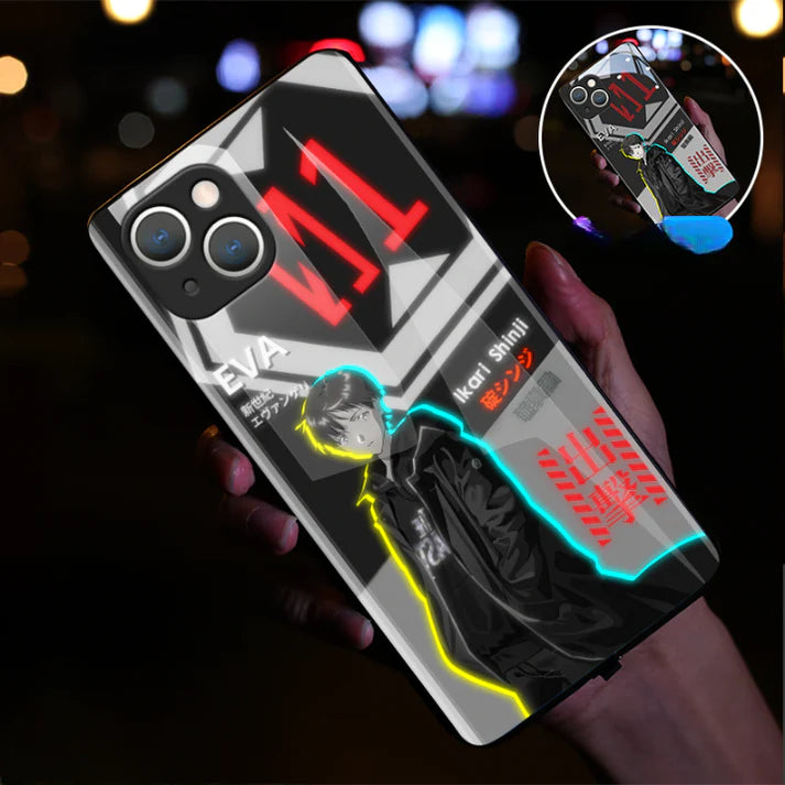 EVA-01 Ikari Shinji Flashing Smart Control LED Music Luminous Phone Case For iPhone/Samsung