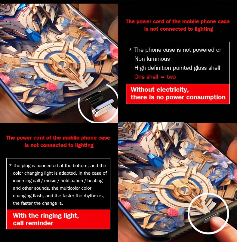 After War Gundam Eyes Smart Control LED Music Luminous Phone Case For iPhone/Samsung
