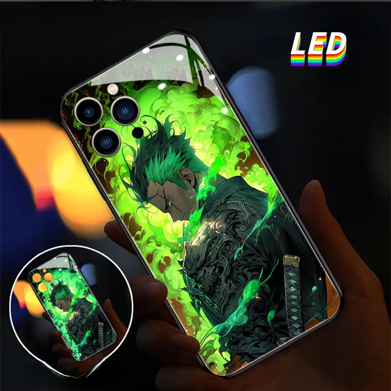 Zoro Green Flames Smart Control LED Music Luminous Phone Case For iPhone/Samsung